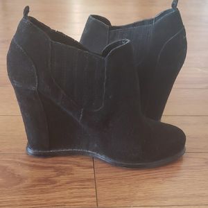 Black suede wedge booties